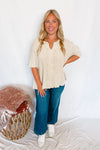 Having Fun Frayed Ribbed Top - Khaki