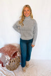 New York Chill Mock Neck Knit Sweater - Grey
