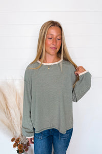 Kendall Striped Long Sleeve Top - Green