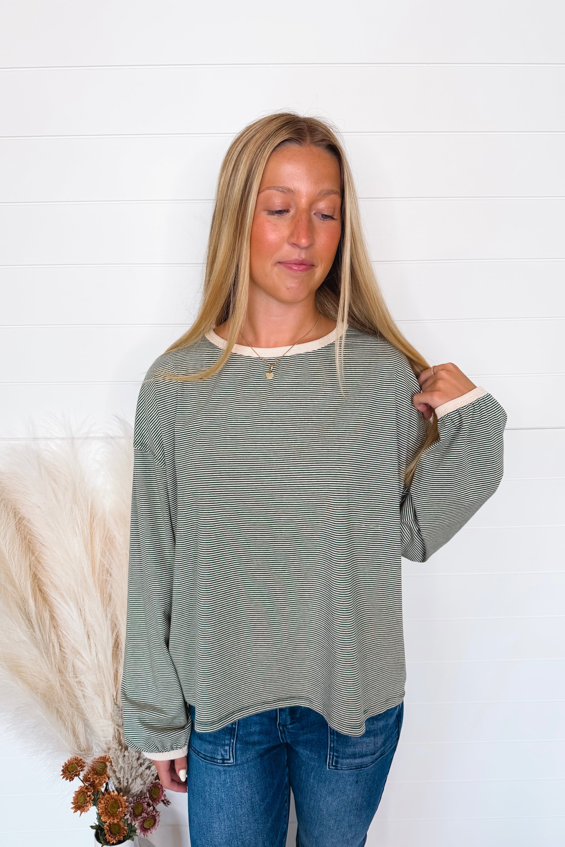 Kendall Striped Long Sleeve Top - Green