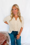 Having Fun Frayed Ribbed Top - Khaki