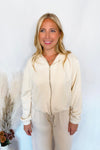 Level Up Scuba Zip Up Hoodie - Cream