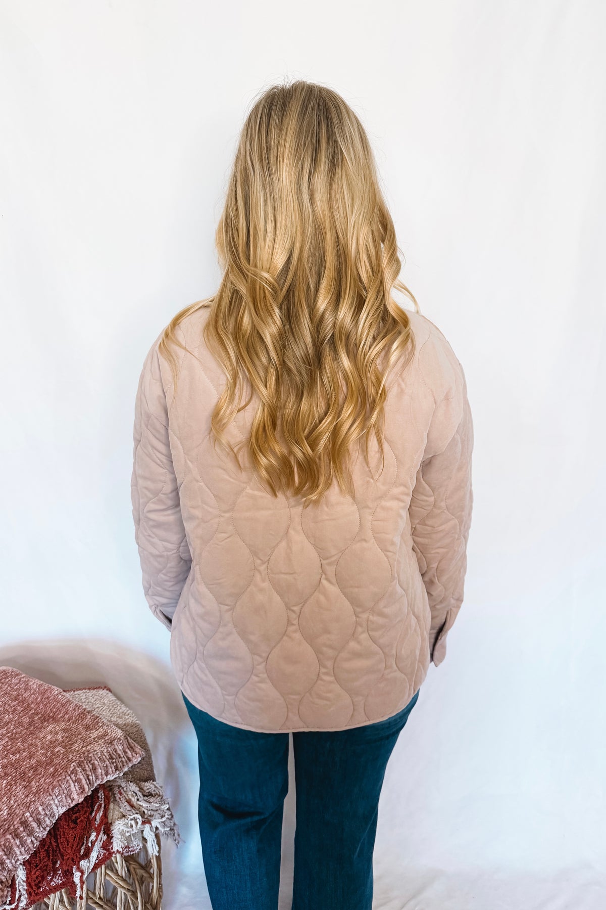 Uptown Charm Quilted Quarter Zip Pullover - Taupe