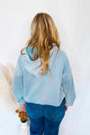 Just Relaxing Mineral Washed Half Zip Hoodie - Blue