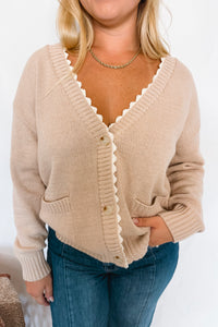 Lacy Days Knit Button Cardigan - Tan