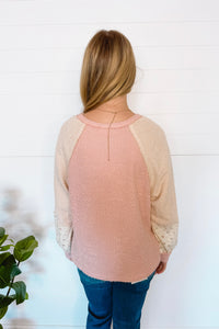 Casual Flowers Textured Top - Pink