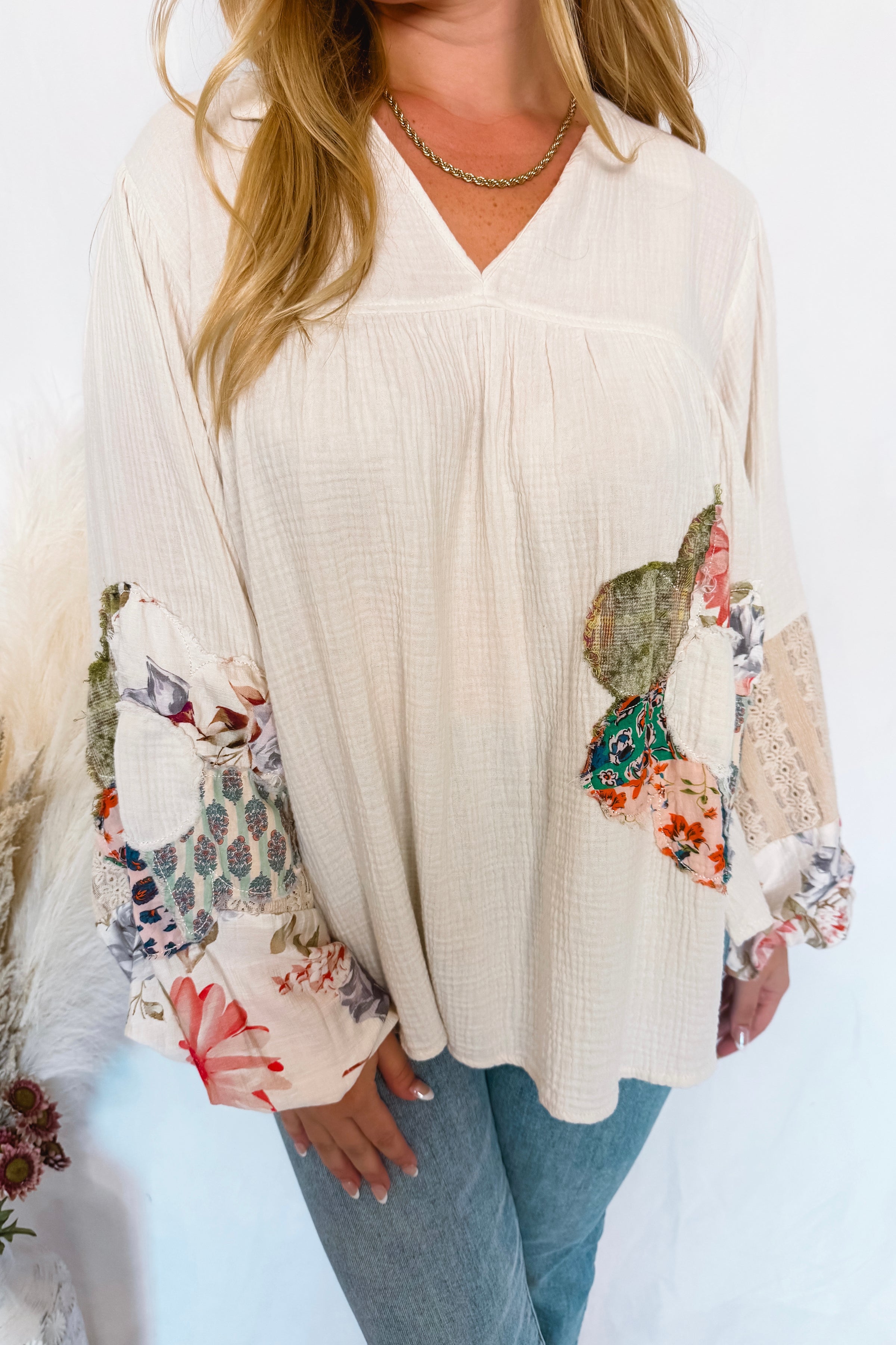 Ready For Something Flower Patch Blouse - Ivory