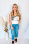 Simply Polished Striped Knit Tank - White/Black