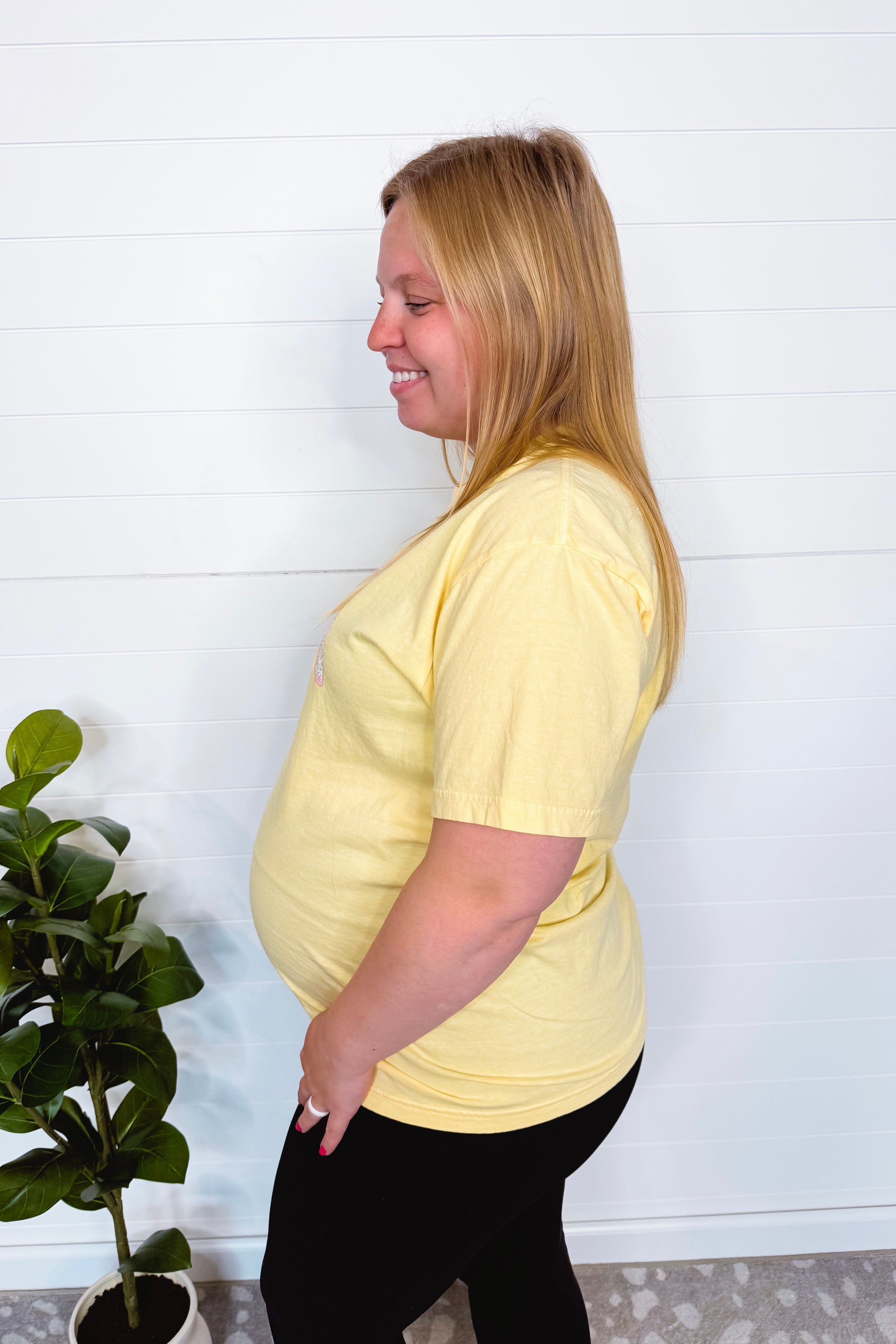 Mama Dainty Flower Graphic Tee - Yellow