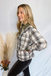 Close To Home Plaid Flannel Shacket - Taupe/Olive