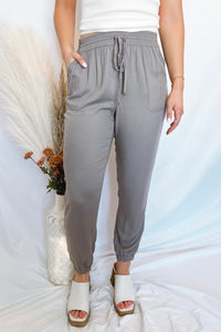 Sunday Stroll Drawstring Joggers - Grey