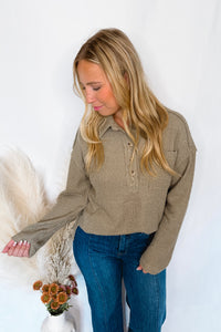 Positive Energy Henley Top - Olive
