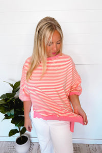 Pink Delight Candy Stripe Lettuce Edge Top - Pink
