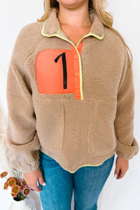Toasty Nights Sherpa Colorblock Pullover - Tan