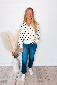 Playful Dots Half Zip Pullover - Ivory/Black