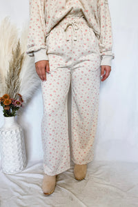 Casual Garden Flower Pants - Cream