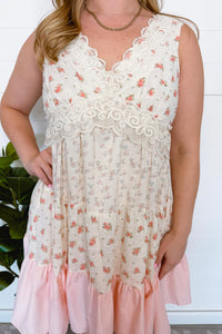 Sweet Daydream Floral Lace Mini Dress - Blush/Multi