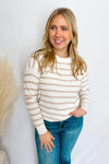 Sweet Moment Striped Top - Taupe/Ivory