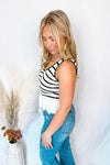Simply Polished Striped Knit Tank - White/Black