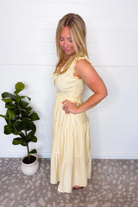 Pure Delight Smocked Midi Dress - Butter Yellow