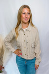 Fall Breeze Mini Houndstooth Shacket - Tan/Ivory