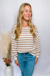 Cool Casual Striped Knit Sweater - Tan/Ivory