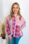 Rosie Oversized Plaid Top - Pink/Lavender