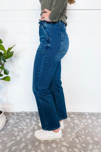 Addie High Rise Ankle Flare Risen Jeans - Dark Wash