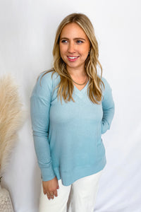 Casual Moment Brushed Top - Dusty Blue