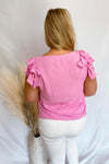 Amelia Violet Pink Ruffle Sleeve Top