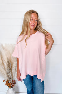 Sweet Innocence French Terry Oversize Top - Light Pink