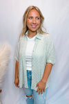 Picking Daisies Oversized Button Down Top - Light Blue