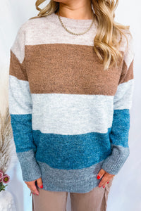 Maple Moments Color Block Sweater - Brown/Multi