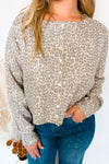 Wild Side Leopard Knit Button Sweater - Oatmeal