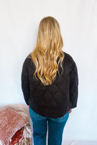 Cheerful Smile Quilted Jacket - Black