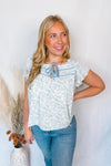 Lovely Thoughts Toile Blouse - Powder Blue