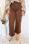 Jolie High Rise Wide Leg Risen Jeans - Brown