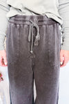 Remy Wide Leg Terry Knit Pants - Black