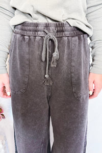 Remy Wide Leg Terry Knit Pants - Black