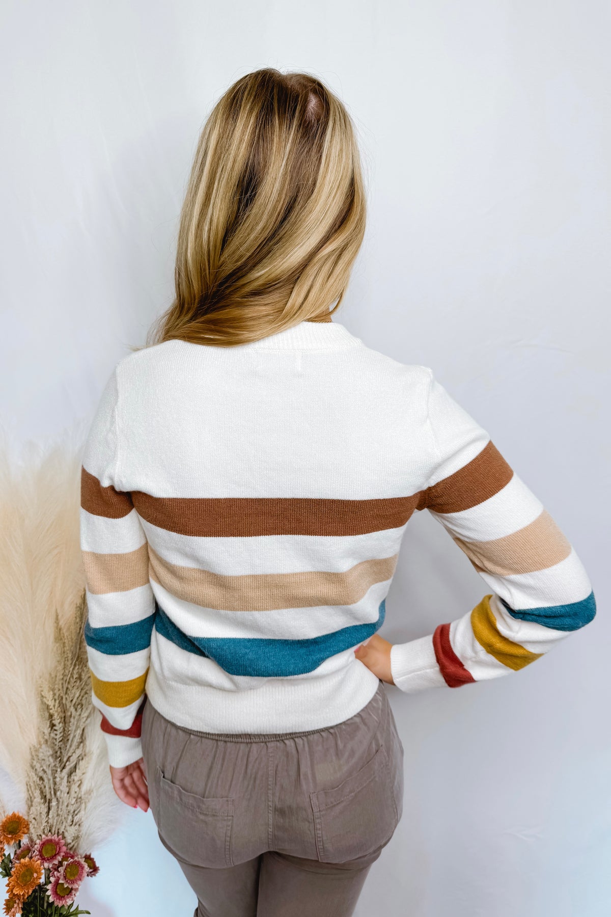 Simply Sweet Striped Sweater - Ivory/Multi