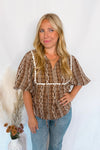 Fall Fever Bubble Sleeve Blouse - Mocha