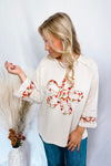 Charming Tropics Flower Patch Crew Neck Top - Khaki