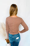 Shelly Long Sleeve Henley Top - Mocha