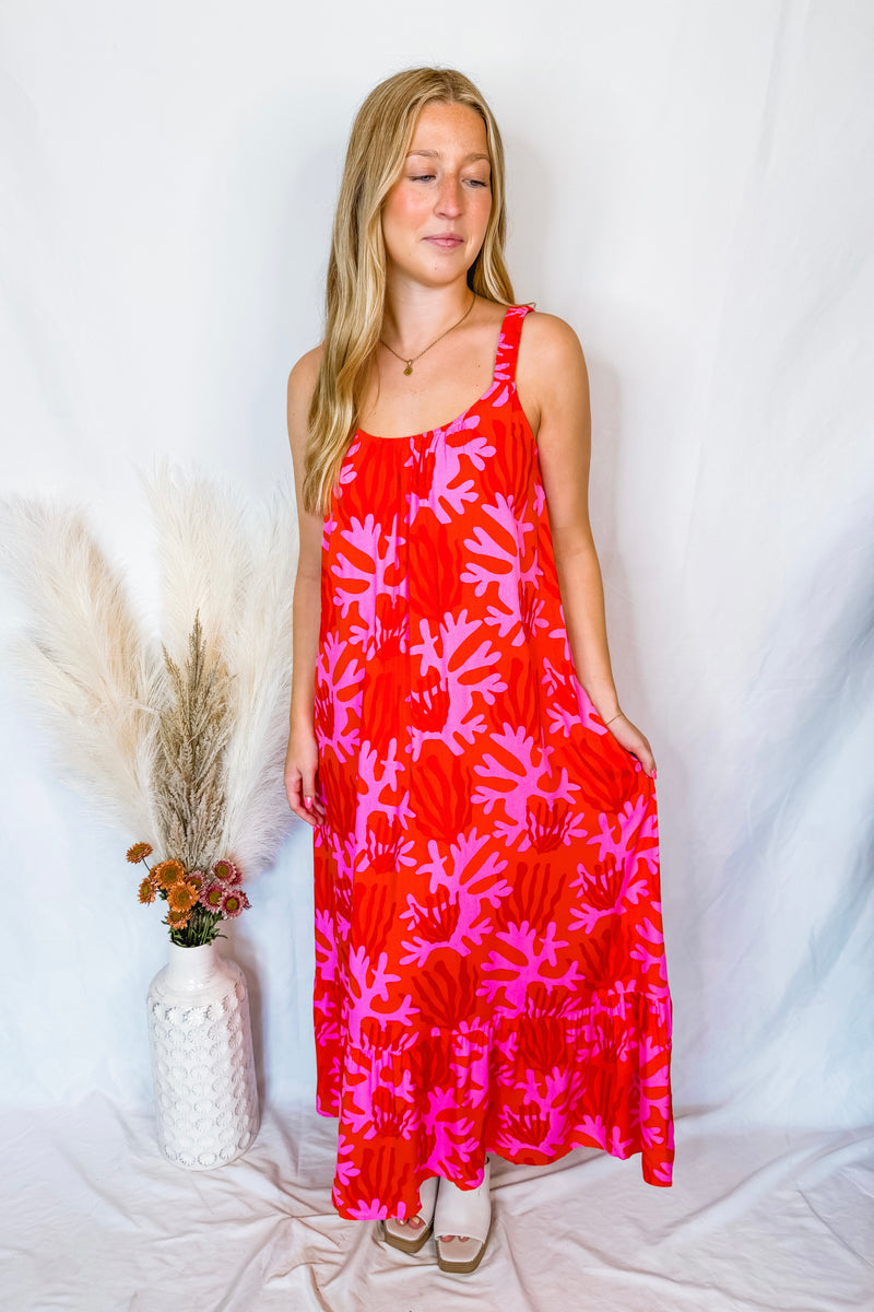 Feeling Hot Print Maxi Dress - Orange Mix