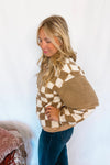 Casual Comforts Checkered Sherpa Pullover - Taupe