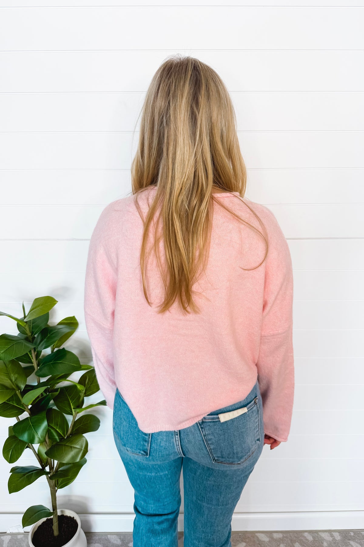 Sweet Breeze Lightweight Button Sweater - Light Pink