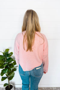 Sweet Breeze Lightweight Button Sweater - Light Pink