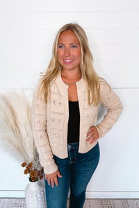 First Choice Textured Open Front Cardigan - Natural
