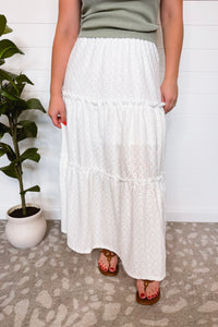 Tea Party Tiered Eyelet Maxi Skirt - White