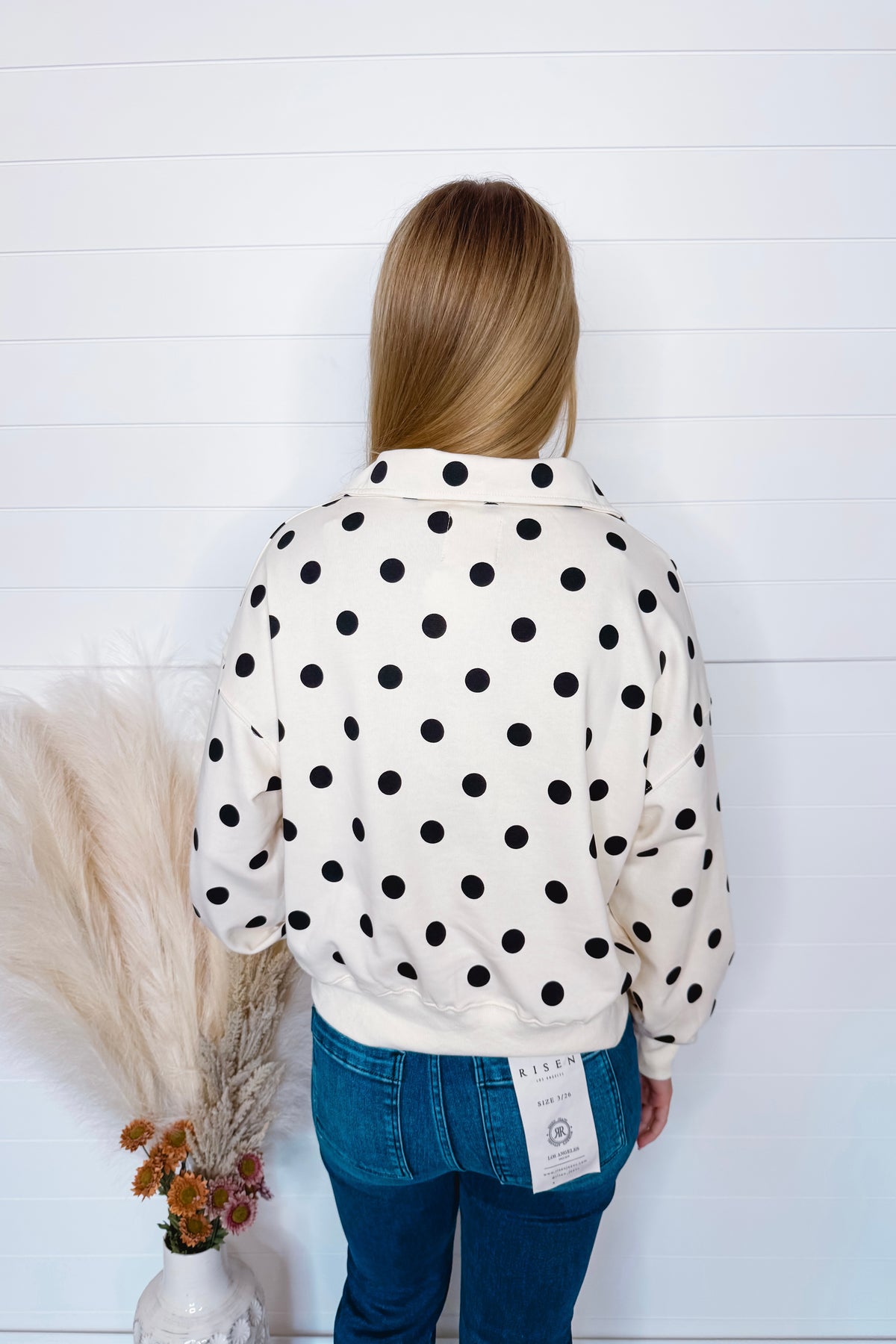 Playful Dots Half Zip Pullover - Ivory/Black